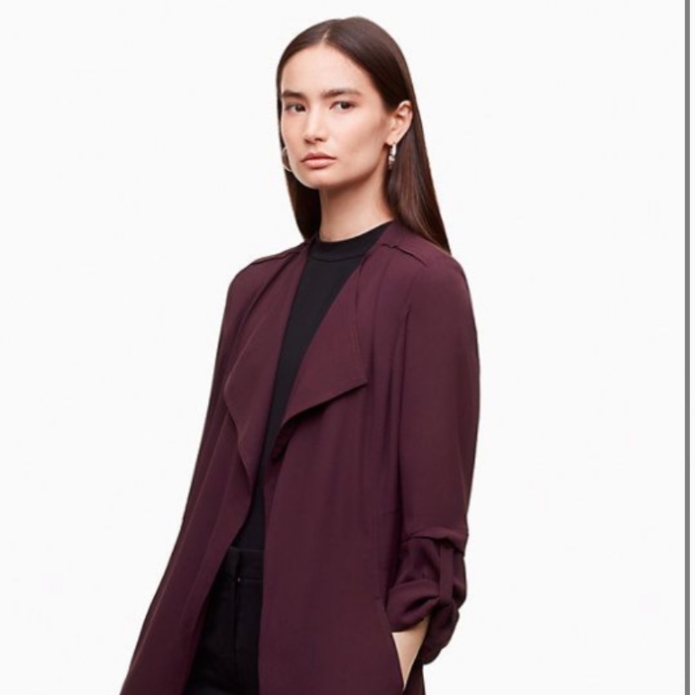 Aritzia Flowy Trench Coat - Burgundy Size XXS